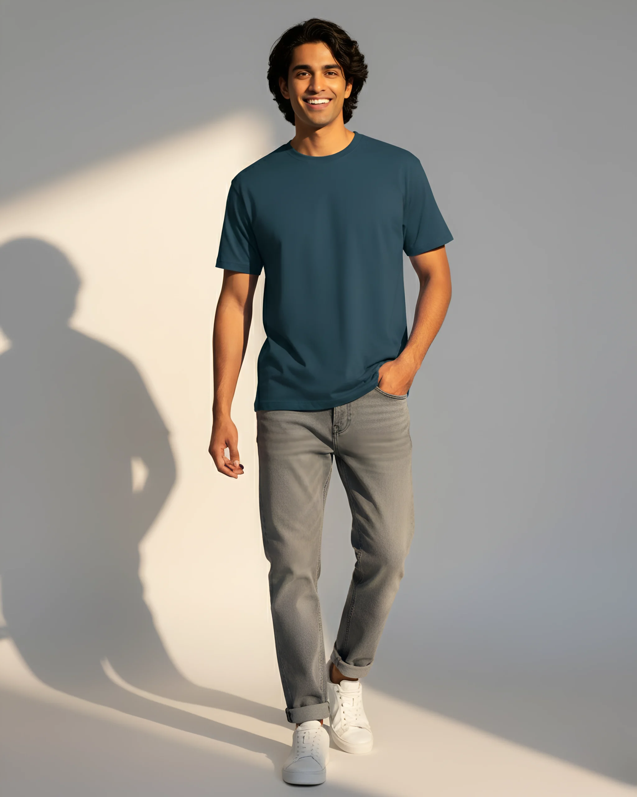 Petrol Blue T-Shirt Regular Fit Everyday comfort - Image 3