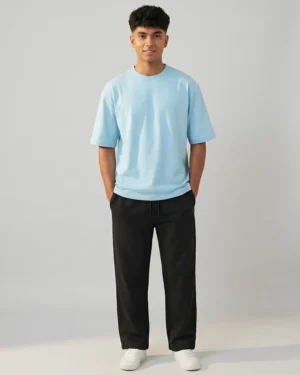 Baby Blue Oversized T-Shirt & Sweatpants Black Combo