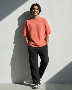 Coral Oversized T-Shirt & Sweatpants Black Combo