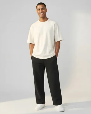 Off‑white Oversized T-Shirt & Sweatpants Black Combo