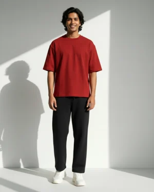 Red Oversized T-Shirt & Sweatpants Black Combo